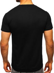 Camiseta de manga corta con estampado para hombre negro Bolf KS2106