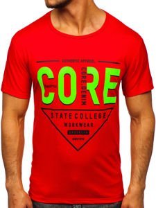 Camiseta de manga corta con estampado para hombre rojo Bolf KS2098