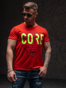 Camiseta de manga corta con estampado para hombre rojo Bolf KS2098