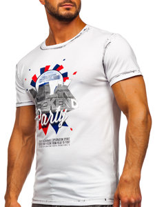 Camiseta de manga corta con impresión blanco Bolf s028