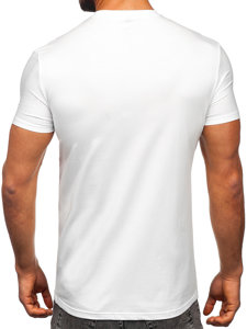 Camiseta de manga corta con impresión con lentejuelas para hombre blanco Bolf MT3037