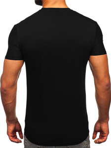 Camiseta de manga corta con impresión con lentejuelas para hombre negro Bolf MT3037