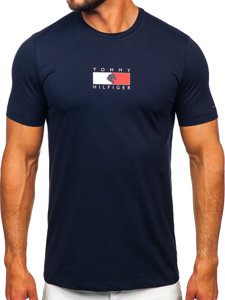 Camiseta de manga corta con impresión para hombre azul oscuro Tommy Hilfiger TH10082