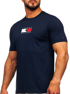 Camiseta de manga corta con impresión para hombre azul oscuro Tommy Hilfiger TH10082