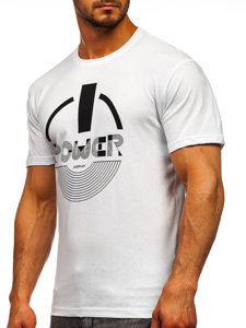 Camiseta de manga corta con impresión para hombre blanco Bolf 0011