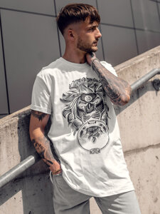 Camiseta de manga corta con impresión para hombre blanco Bolf 0202A