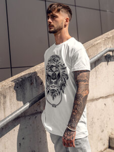 Camiseta de manga corta con impresión para hombre blanco Bolf 0202A