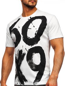 Camiseta de manga corta con impresión para hombre blanco Bolf 0303