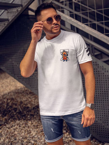 Camiseta de manga corta con impresión para hombre blanco Bolf 14404A