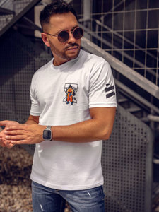 Camiseta de manga corta con impresión para hombre blanco Bolf 14404A