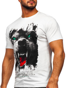 Camiseta de manga corta con impresión para hombre blanco Bolf 14499