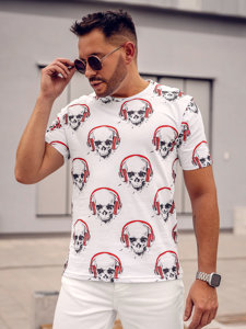 Camiseta de manga corta con impresión para hombre blanco Bolf 14919A