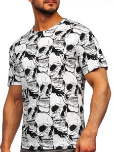 Camiseta de manga corta con impresión para hombre blanco Bolf 14928