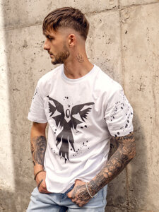 Camiseta de manga corta con impresión para hombre blanco Bolf 300A