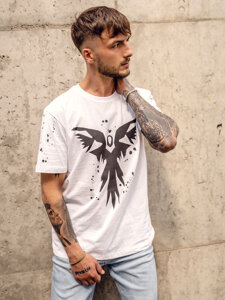 Camiseta de manga corta con impresión para hombre blanco Bolf 300A