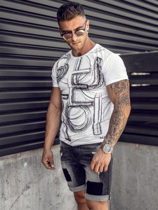 Camiseta de manga corta con impresión para hombre blanco Bolf KS2525TA