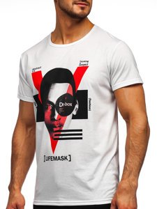 Camiseta de manga corta con impresión para hombre blanco Bolf KS2552