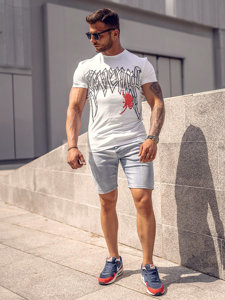 Camiseta de manga corta con impresión para hombre blanco Bolf MT3026