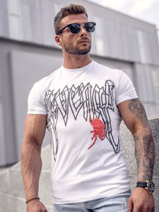 Camiseta de manga corta con impresión para hombre blanco Bolf MT3026