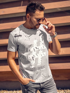 Camiseta de manga corta con impresión para hombre gris Bolf 14728A