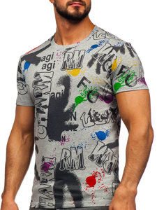 Camiseta de manga corta con impresión para hombre gris Bolf 8T967