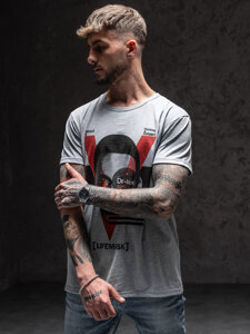 Camiseta de manga corta con impresión para hombre gris Bolf KS2552