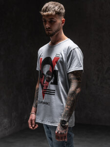 Camiseta de manga corta con impresión para hombre gris Bolf KS2552