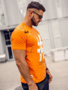 Camiseta de manga corta con impresión para hombre naranja Bolf 14728A