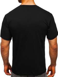 Camiseta de manga corta con impresión para hombre negro Bolf 0011