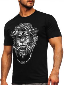 Camiseta de manga corta con impresión para hombre negro Bolf 0202