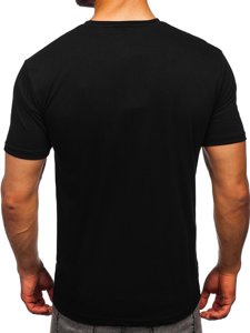 Camiseta de manga corta con impresión para hombre negro Bolf 0202