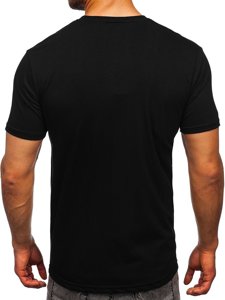 Camiseta de manga corta con impresión para hombre negro Bolf 0303