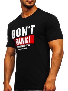 Camiseta de manga corta con impresión para hombre negro Bolf 10858