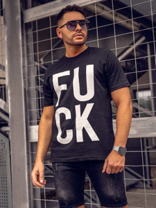 Camiseta de manga corta con impresión para hombre negro Bolf 1267A