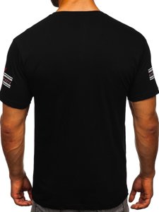 Camiseta de manga corta con impresión para hombre negro Bolf 14312