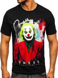 Camiseta de manga corta con impresión para hombre negro Bolf 192244