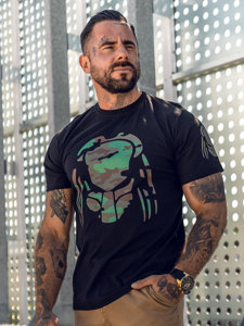 Camiseta de manga corta con impresión para hombre negro Bolf 192379A