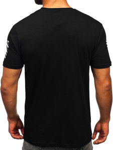 Camiseta de manga corta con impresión para hombre negro Bolf 2611