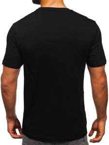 Camiseta de manga corta con impresión para hombre negro Bolf 6300