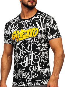 Camiseta de manga corta con impresión para hombre negro Bolf 8T953