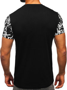 Camiseta de manga corta con impresión para hombre negro Bolf 8T953