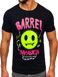 Camiseta de manga corta con impresión para hombre negro Bolf HS7233