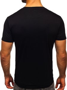 Camiseta de manga corta con impresión para hombre negro Bolf KS2385