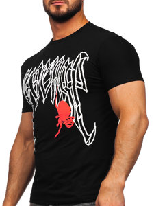 Camiseta de manga corta con impresión para hombre negro Bolf MT3026