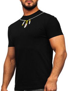 Camiseta de manga corta con impresión para hombre negro Bolf MT3051