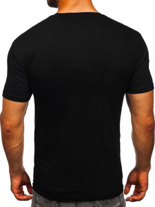 Camiseta de manga corta con impresión para hombre negro Bolf SS10953