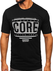 Camiseta de manga corta con impresión para hombre negro Bolf SS11071