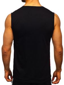 Camiseta de manga corta con impresión para hombre negro Bolf SS11081