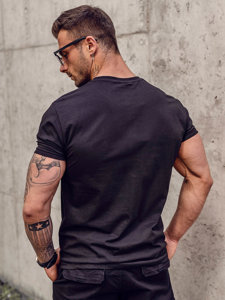 Camiseta de manga corta con impresión para hombre negro Bolf Y70019A