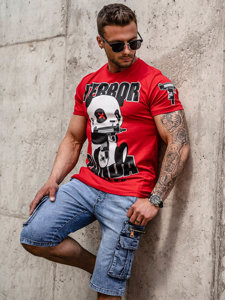 Camiseta de manga corta con impresión para hombre rojo Bolf 2291A